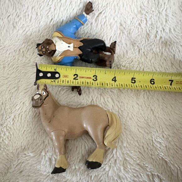 Disney Beauty And The Beast Set Of 2 Figures Beast And Philippe Horse PVC - Picture 7 of 7